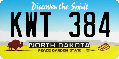 ND license plate KWT384
