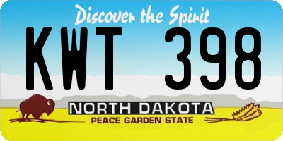 ND license plate KWT398