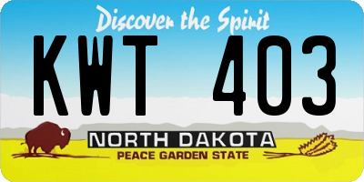 ND license plate KWT403