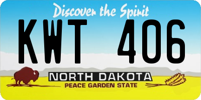 ND license plate KWT406