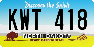 ND license plate KWT418