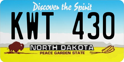 ND license plate KWT430