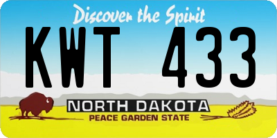 ND license plate KWT433