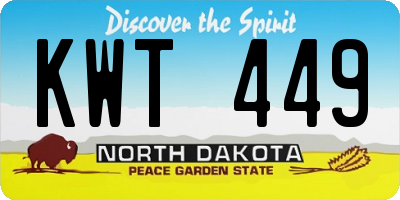 ND license plate KWT449