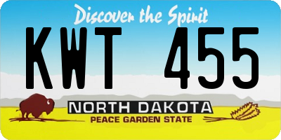 ND license plate KWT455