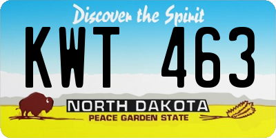 ND license plate KWT463