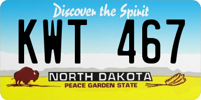 ND license plate KWT467