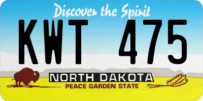 ND license plate KWT475