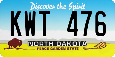ND license plate KWT476