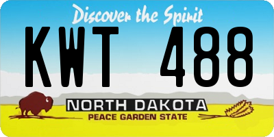 ND license plate KWT488