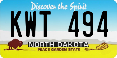ND license plate KWT494