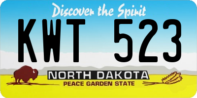 ND license plate KWT523
