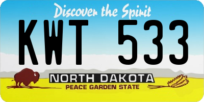 ND license plate KWT533