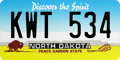 ND license plate KWT534