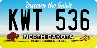 ND license plate KWT536