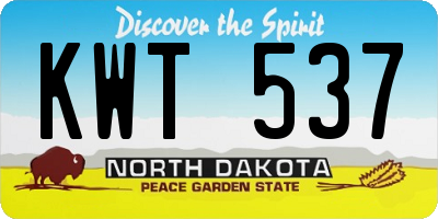 ND license plate KWT537