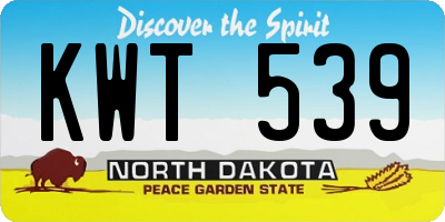 ND license plate KWT539