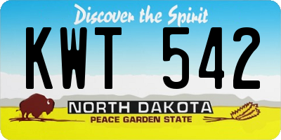 ND license plate KWT542