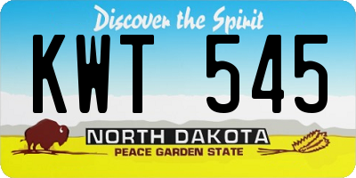 ND license plate KWT545