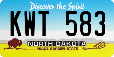 ND license plate KWT583