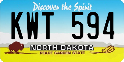 ND license plate KWT594