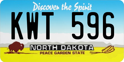 ND license plate KWT596
