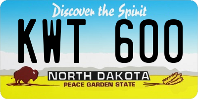 ND license plate KWT600