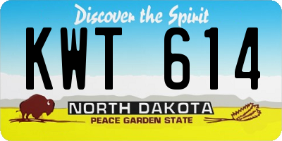 ND license plate KWT614