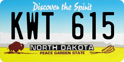 ND license plate KWT615