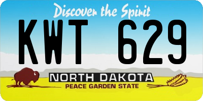 ND license plate KWT629