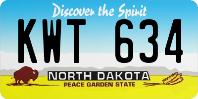 ND license plate KWT634
