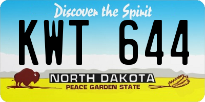 ND license plate KWT644