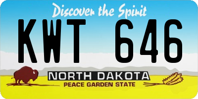 ND license plate KWT646
