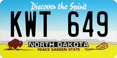 ND license plate KWT649