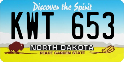 ND license plate KWT653