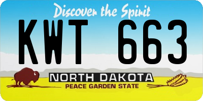 ND license plate KWT663