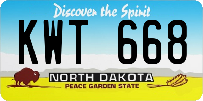 ND license plate KWT668