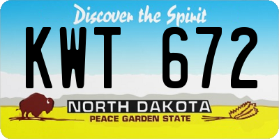 ND license plate KWT672