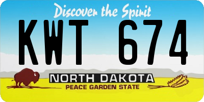 ND license plate KWT674