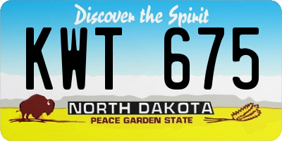 ND license plate KWT675