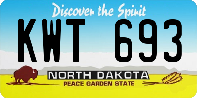 ND license plate KWT693