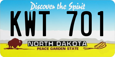 ND license plate KWT701