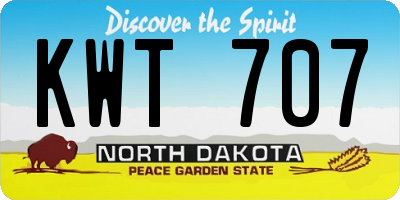 ND license plate KWT707