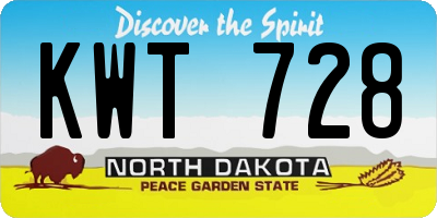 ND license plate KWT728
