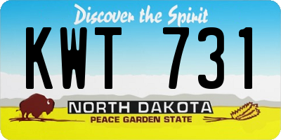 ND license plate KWT731