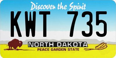 ND license plate KWT735