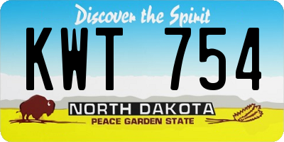 ND license plate KWT754
