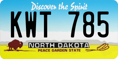 ND license plate KWT785