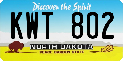 ND license plate KWT802