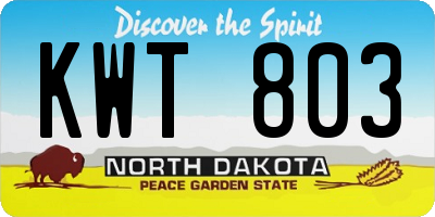 ND license plate KWT803